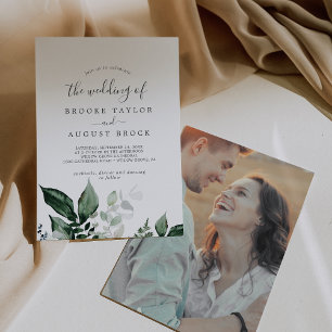 Invitación Foto de Emerald Greenery en el Boda trasero