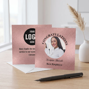 Invitación Foto de Empleado del Mes en Metalizado Rosa Dorado