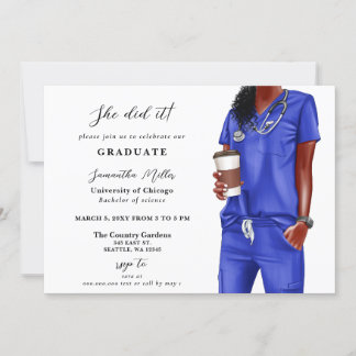 Invitación Foto De Enfermera De Blue Scrubs Se Graduó
