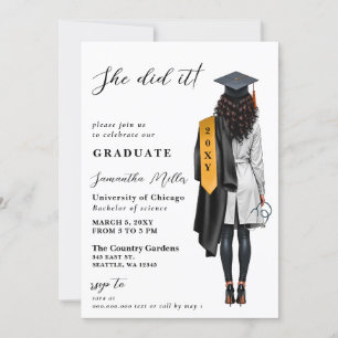 Invitación Foto De Enfermera Negra De Oro Que Se Graduó