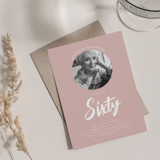 Invitación Foto de escritura minimalista 60 cumpleaños color