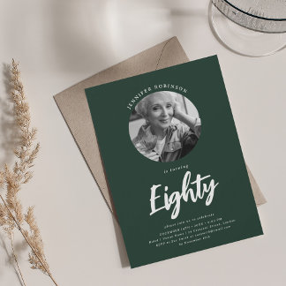 Invitación Foto de escritura minimalista 80.º aniversario de