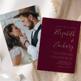 Invitación Foto de escritura minimalista Boda de oro de Borgo