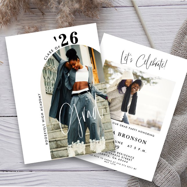 Invitación Foto de escritura moderna 2024 Grad Fiesta Minimal (Subido por el creador)