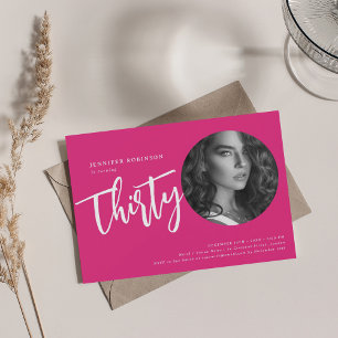 Invitación Foto de escritura moderna 30 Fiesta de cumpleaños,