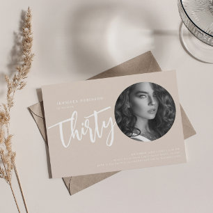 Invitación Foto de escritura moderna 30 Fiesta de cumpleaños