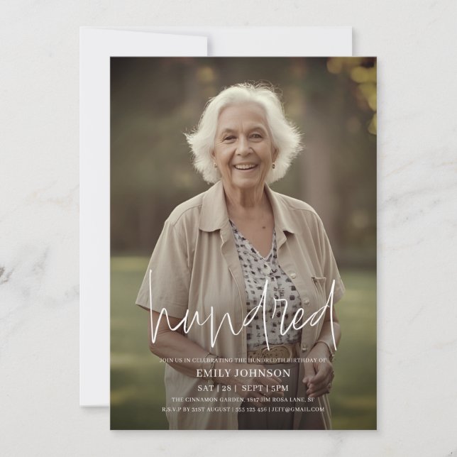 Invitación Foto de escritura moderna mínima Cumpleaños número (Anverso)