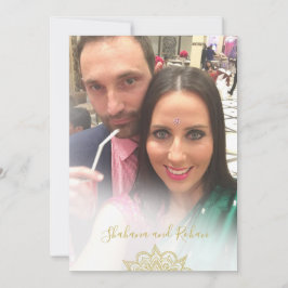 Invitación Foto de estilo indio superpuesta Red Gold Moderno 