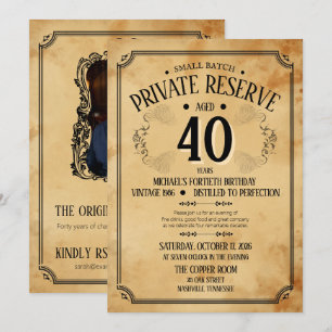 Invitación Foto de etiqueta de whisky vintage para 40 cumplea
