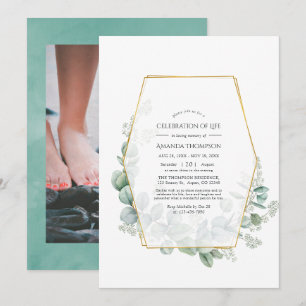 Invitación Foto de Eucalyptus Geométrica para Celebración de 