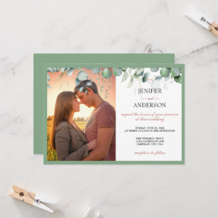 Invitación Foto de Eucalyptus Greenery Boda