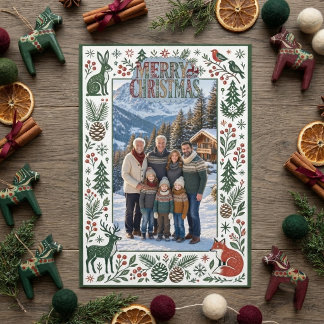 Invitación Foto de familia clásica de Navidad alpina de invie
