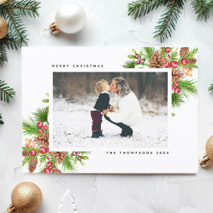Invitación Foto de familia de Navidades rusos mínimos