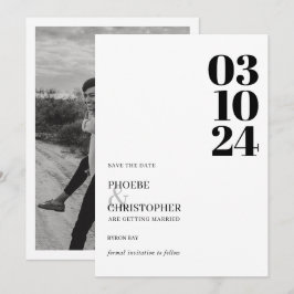 Invitación Foto de fecha de boda moderna y contemporánea
