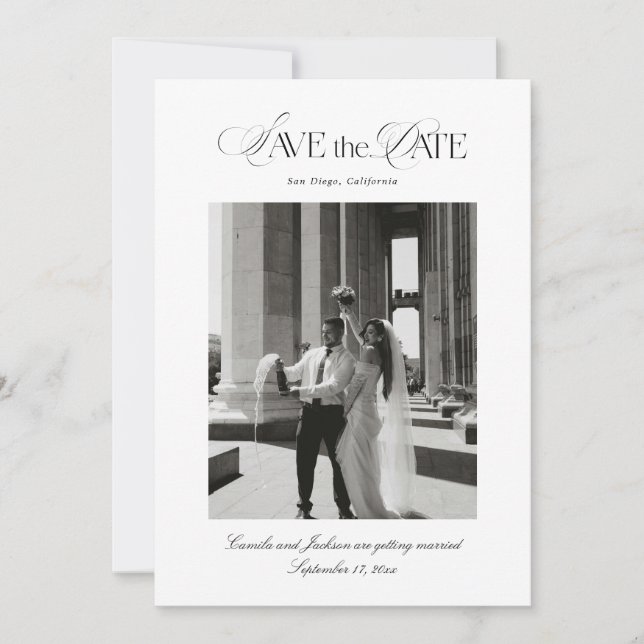 Invitación Foto de fecha de salvación de la boda (Anverso)