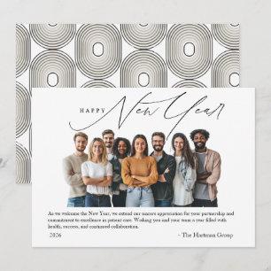 Invitación Foto de Feliz Año Nuevo con saludo Art Déco