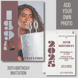 Invitación Foto de fiesta de 30 años, nacida en 1995, invitac