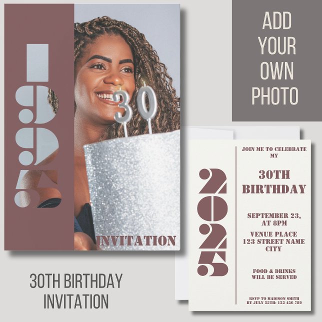 Invitación Foto de fiesta de 30 años, nacida en 1995, invitac (Subido por el creador)