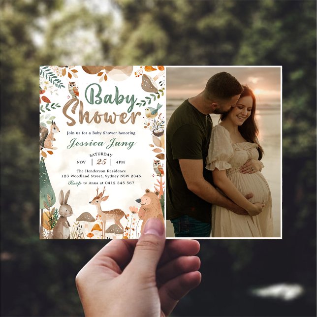 Invitación Foto de Fiesta de Baby Shower de animales de la hu (Subido por el creador)