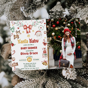 Invitación Foto de Fiesta de Baby Shower de Navidades de bebé