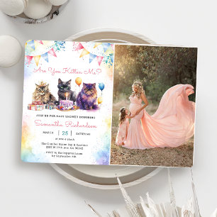 Invitación Foto de Fiesta de Baby Shower de un gato kitsch
