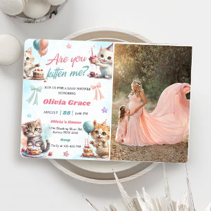 Invitación Foto de Fiesta de Baby Shower de un gato kitsch