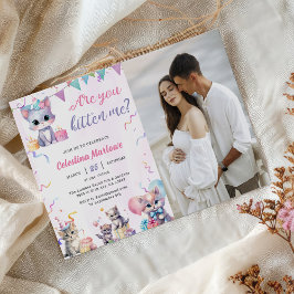 Invitación Foto de Fiesta de Baby Shower de un gato kitsch