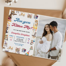 Invitación Foto de Fiesta de Baby Shower de un gato kitsch
