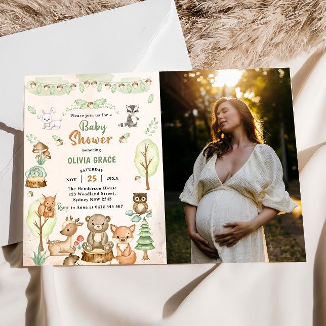 Invitación Foto de Fiesta de Baby Shower de Woodland Animals (Subido por el creador)