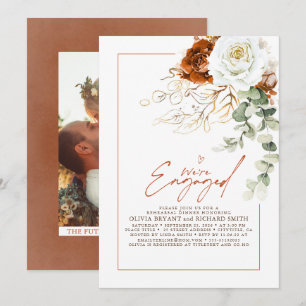 Invitación Foto de fiesta de compromiso floral de terracota y