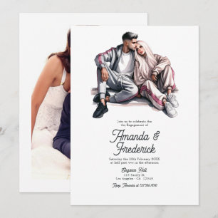 Invitación Foto de fiesta de compromiso moderna