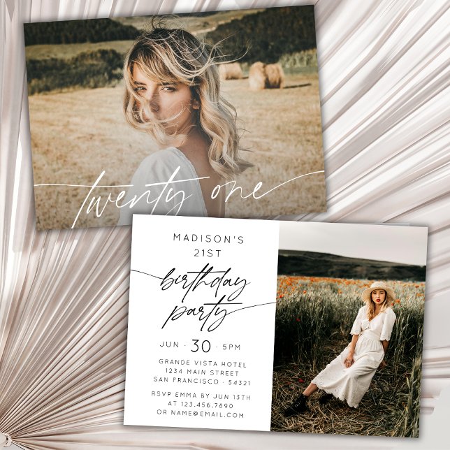 Invitación Foto de Fiesta de cumpleaños 21 | Horizontal (Subido por el creador)