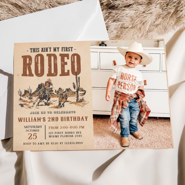 Invitación Foto de Fiesta de cumpleaños 2.º Rodeo de Cowboy O (Subido por el creador)