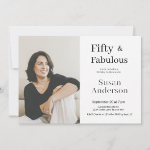 Invitación Foto de fiesta de cumpleaños 50 y fabulosa