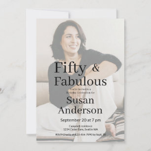 Invitación Foto de fiesta de cumpleaños 50 y fabulosa