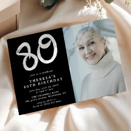 Invitación Foto de fiesta de cumpleaños 80 moderna