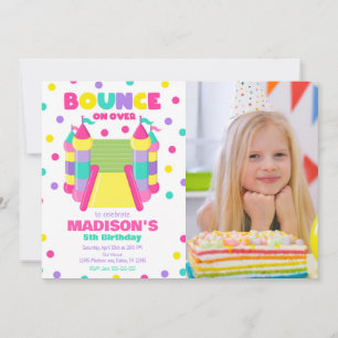 Invitación Foto de fiesta de cumpleaños con casa de rebote