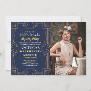 Invitación Foto de fiesta de cumpleaños con misterio de asesi