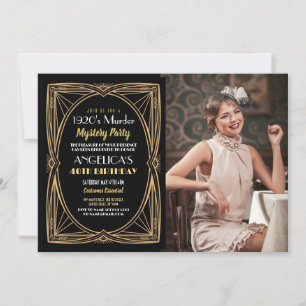 Invitación Foto de fiesta de cumpleaños con misterio de asesi