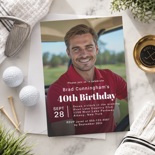Invitación Foto de fiesta de cumpleaños con tema de golf 40 (Subido por el creador)