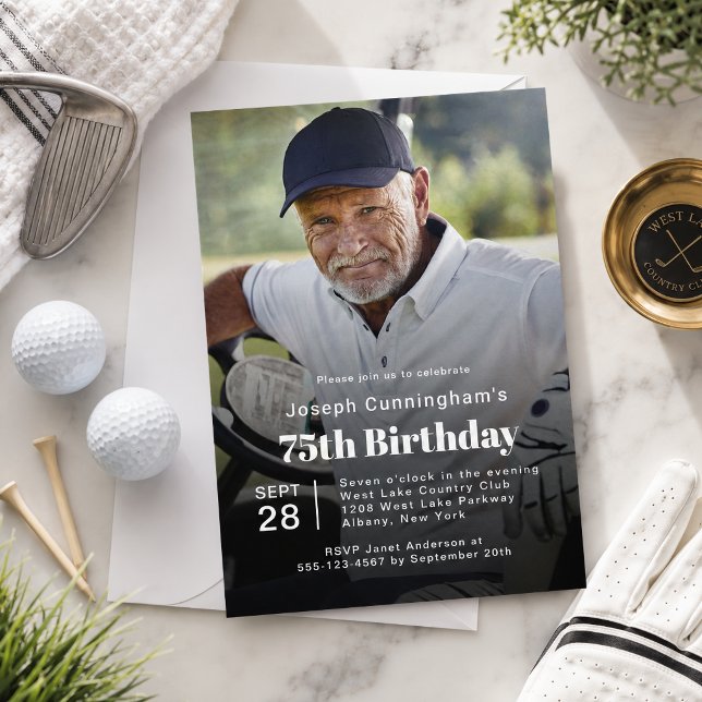 Invitación Foto de fiesta de cumpleaños con tema de golf 75 (Subido por el creador)