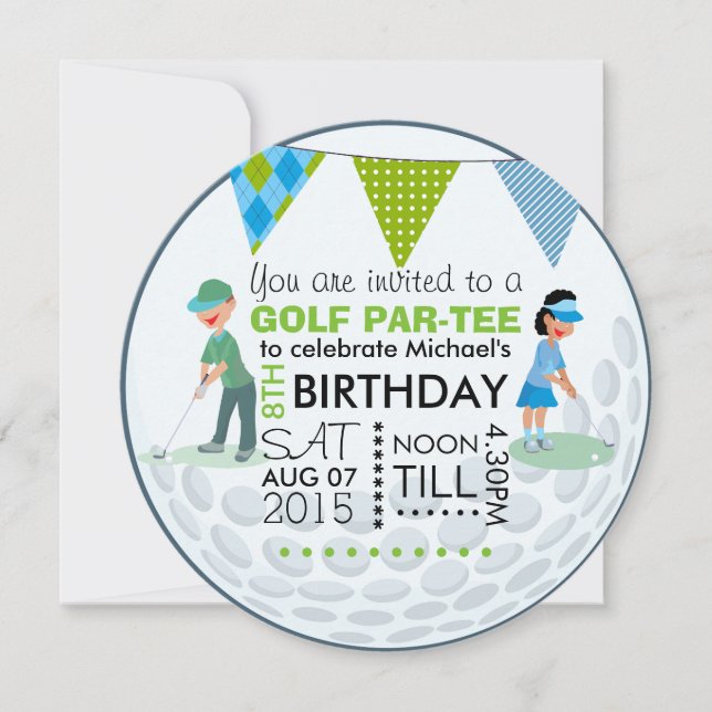Invitación Foto de fiesta de cumpleaños con tema de golf para (Anverso)