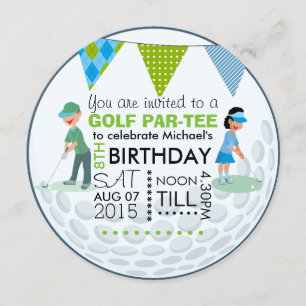 Invitación Foto de fiesta de cumpleaños con tema de golf para