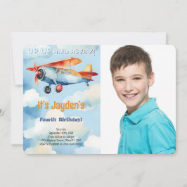 Invitación Foto de fiesta de cumpleaños de avión editable