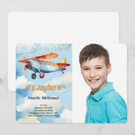Invitación Foto de fiesta de cumpleaños de avión editable