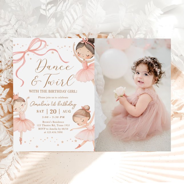 Invitación Foto de fiesta de cumpleaños de bailarina rosa bai (Subido por el creador)