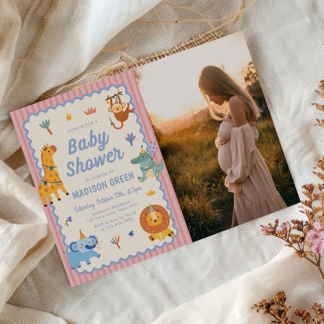 Invitación Foto de Fiesta de Cumpleaños de Bebé Niña Animales (Subido por el creador)