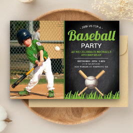 Invitación Foto de fiesta de cumpleaños de béisbol para niños