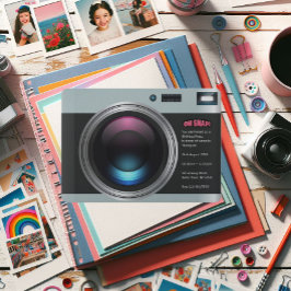 Invitación Foto de fiesta de cumpleaños de cámara retro Selfi