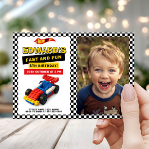 Invitación Foto de fiesta de cumpleaños de coche de carreras 